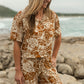 Santana Shirt Rayon Print - Rust Leaf