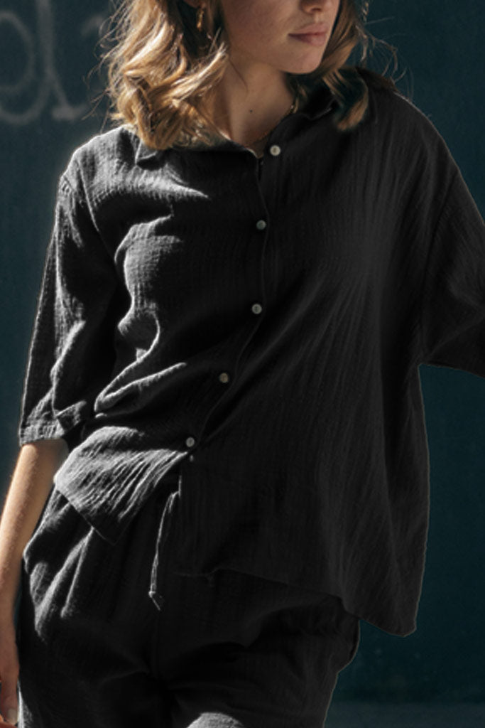 Savannah Surf Shirt Muslin - Black