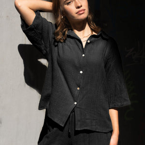 Savannah Surf Shirt Muslin - Black