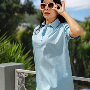 Claire Shirt Dress - Baby Blue