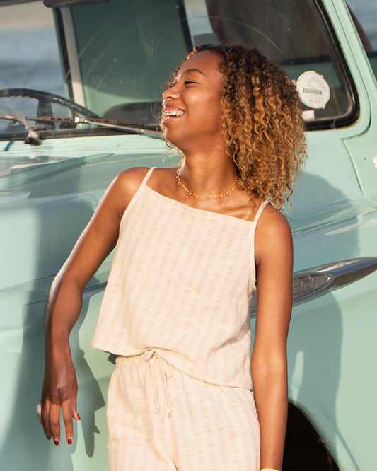 Surfside Crop Top Self Stripe