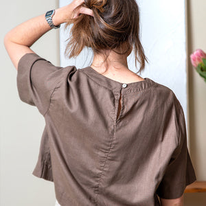 Taylor Crop Top Linen Blend - Brown