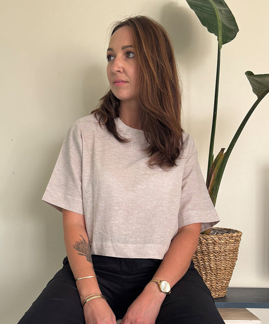 Taylor Crop Top Linen Blend - Natural