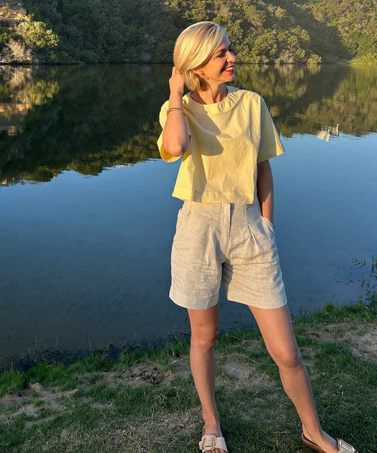 Taylor Crop Top Poplin - Butter