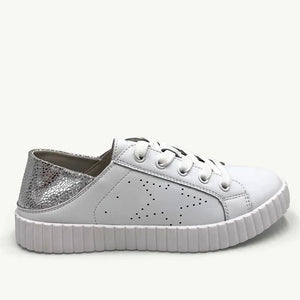 Valentina Sneaker - White & Silver Specs