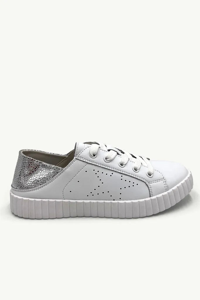 Valentina Sneaker - White & Silver Specs