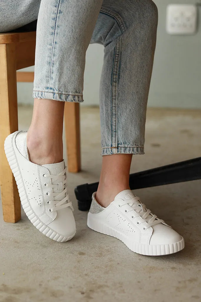 Valentina Sneaker - White & Silver Specs