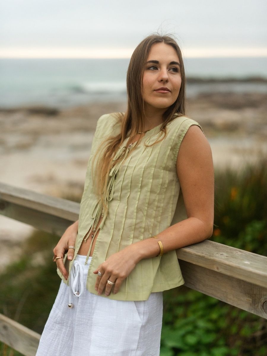 Varenna Pintuck Top - Sage
