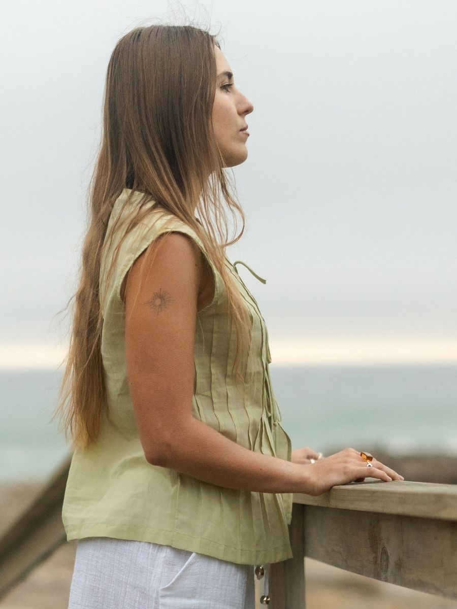 Varenna Pintuck Top - Sage
