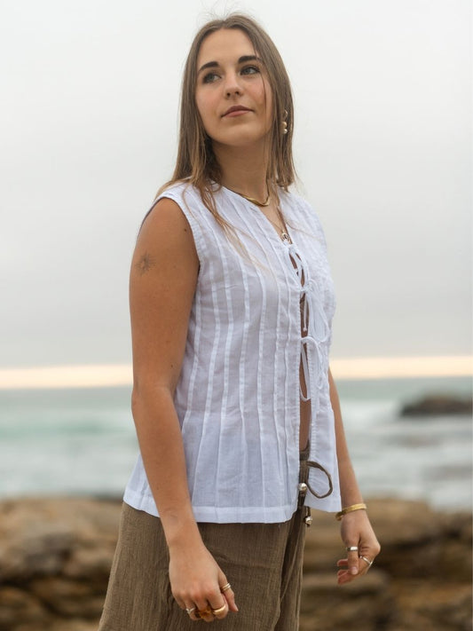 Varenna Pintuck Top - White