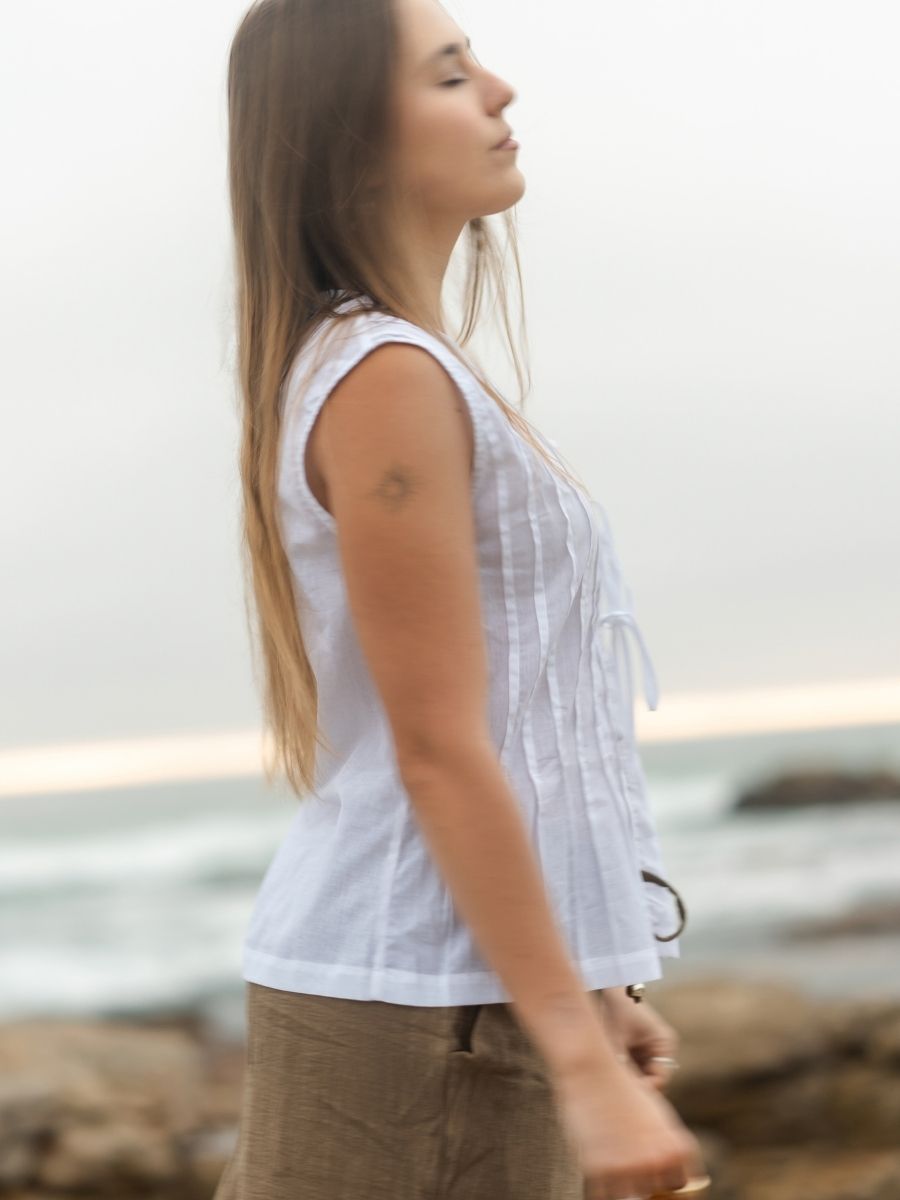 Varenna Pintuck Top - White