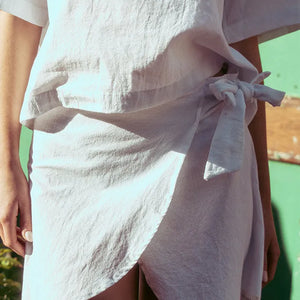 Zoe Wrap Skirt Washer Cotton - Cream