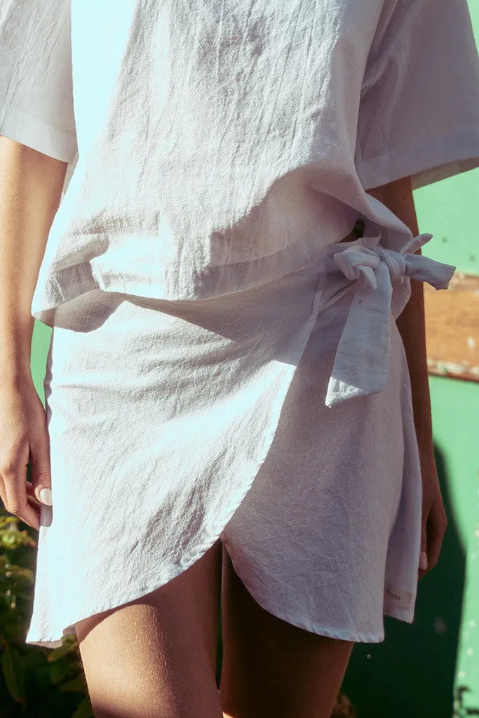 Zoe Wrap Skirt Washer Cotton - Cream