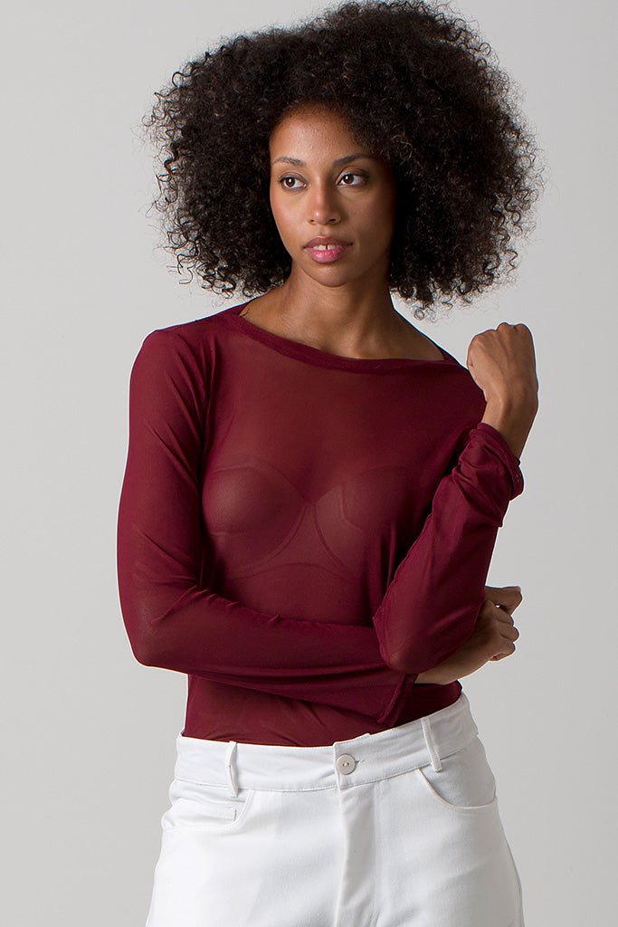 Miranda Mesh Top - Burgundy
