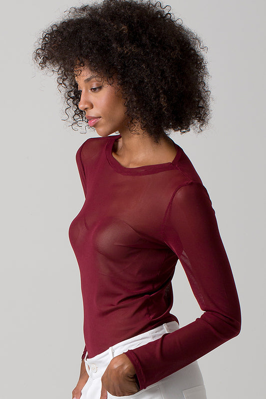 Miranda Mesh Top - Burgundy