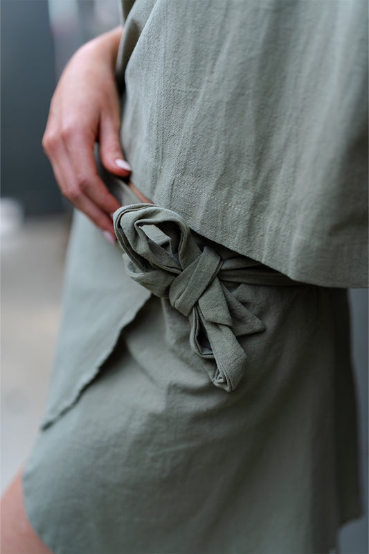 Zoe Wrap Skirt Washer Cotton - Fatigue