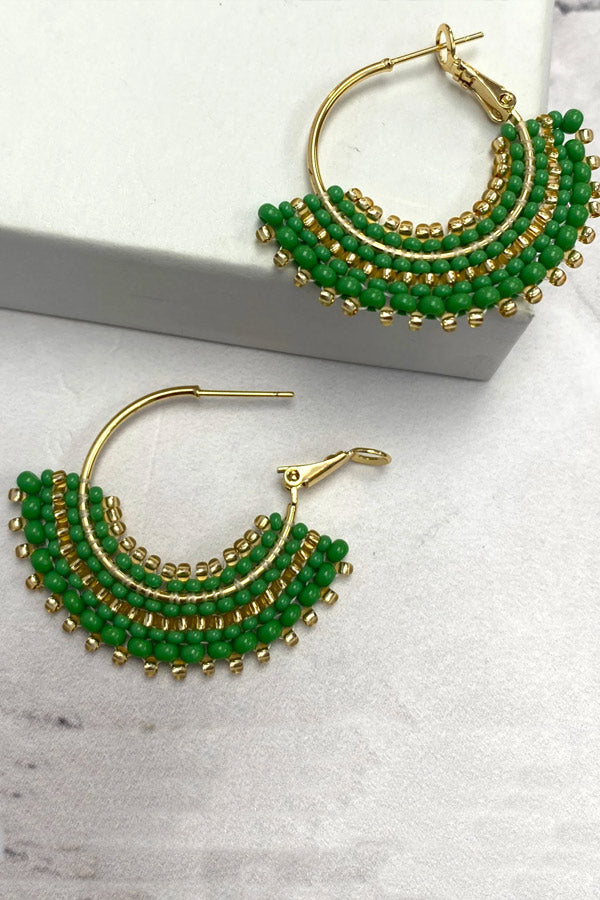 Green Cleopatra Hoop Earrings