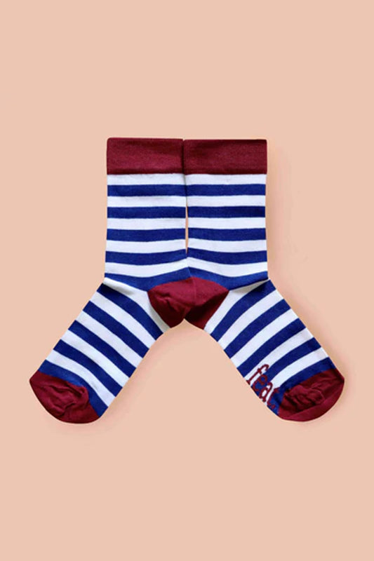 Men's Cobalt & Maroon Stripe Socks
