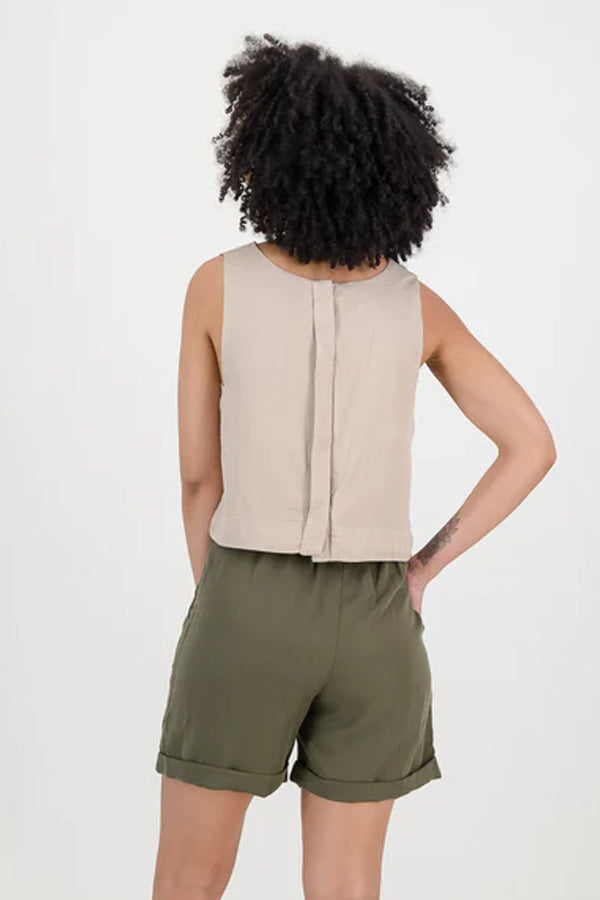 Cami Crop in Beige Tencel